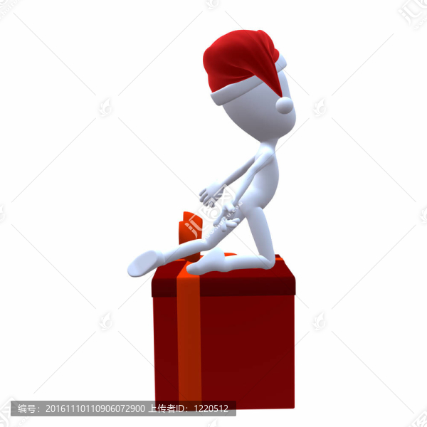 3D圣誕老人坐在圣誕禮物上