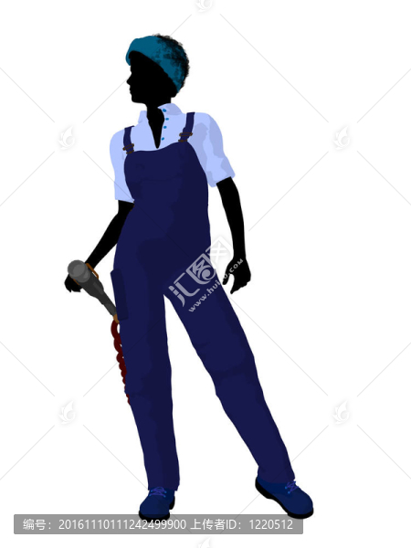 女技師的剪影