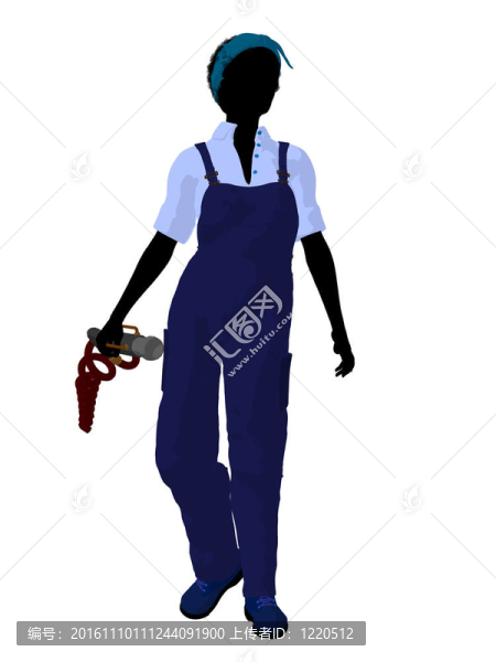 女技師的剪影