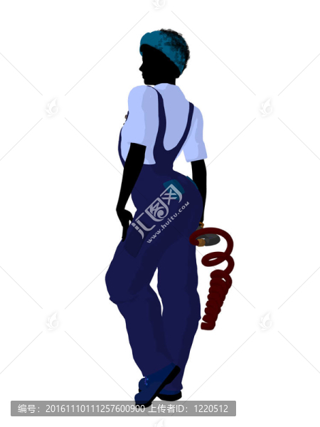 女技師的剪影