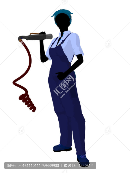 女技師的剪影