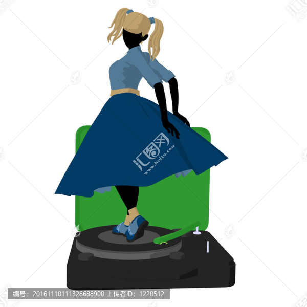 50年代女孩插圖剪影