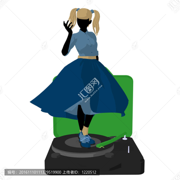 50年代女孩插圖剪影