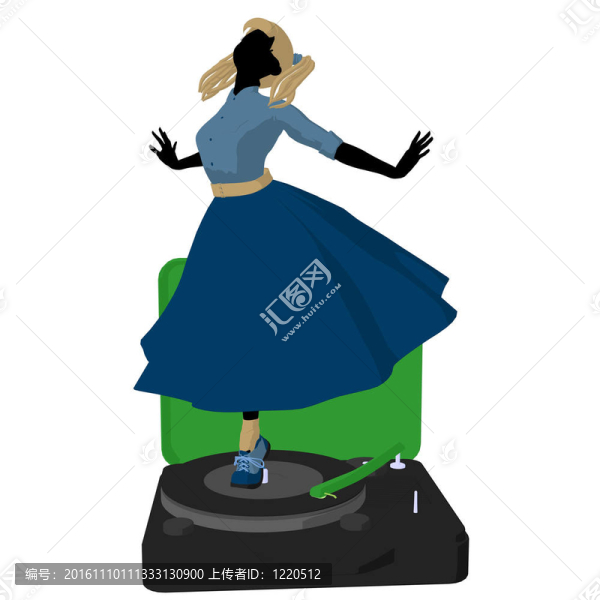 50年代女孩插圖剪影