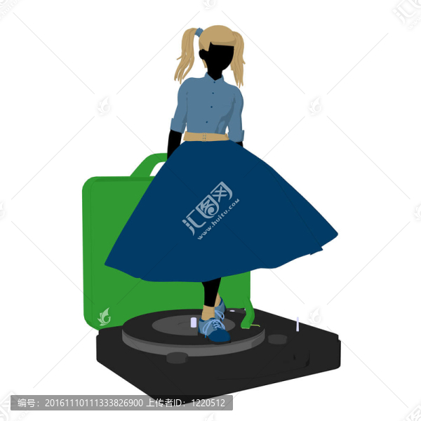50年代女孩插圖剪影