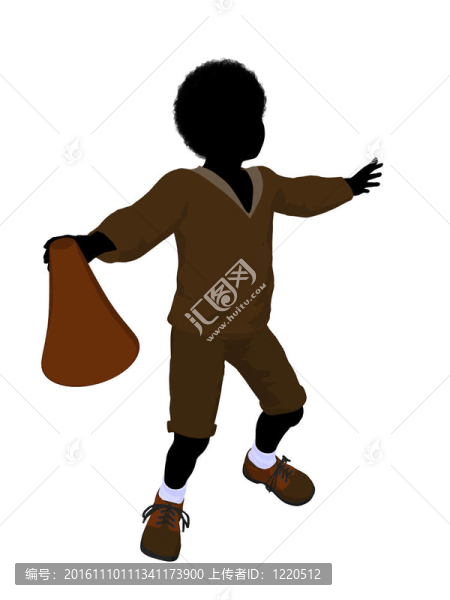非洲裔美國男孩啦啦隊剪影插圖