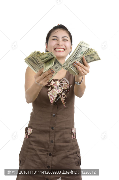 漂亮的女人高興有很多錢
