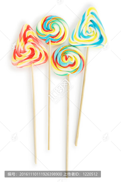 五顏六色的棒棒糖，孤立在白色背景