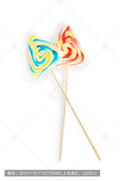 五顏六色的棒棒糖，孤立在白色背景