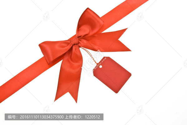 紅絲帶和帶標(biāo)簽的蝴蝶結(jié)