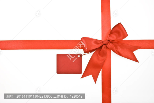 紅絲帶和帶標(biāo)簽的蝴蝶結(jié)
