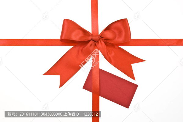 紅絲帶和帶標(biāo)簽的蝴蝶結(jié)