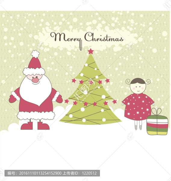 卡片與Santa和女孩。插畫