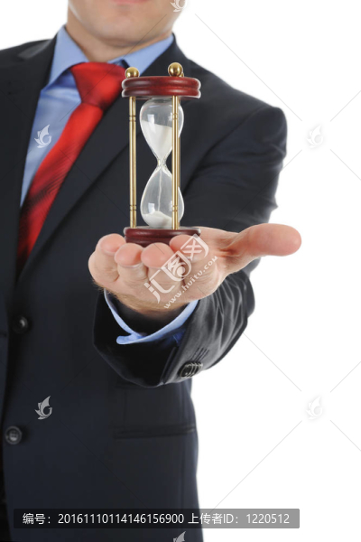 手里有沙漏的商人。