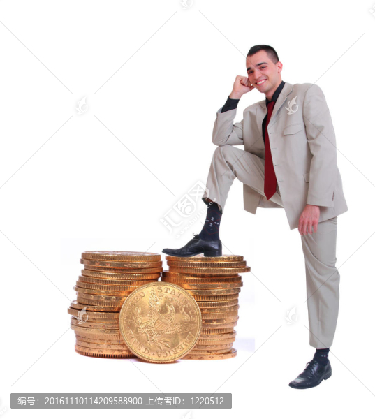 商人坐在金幣上