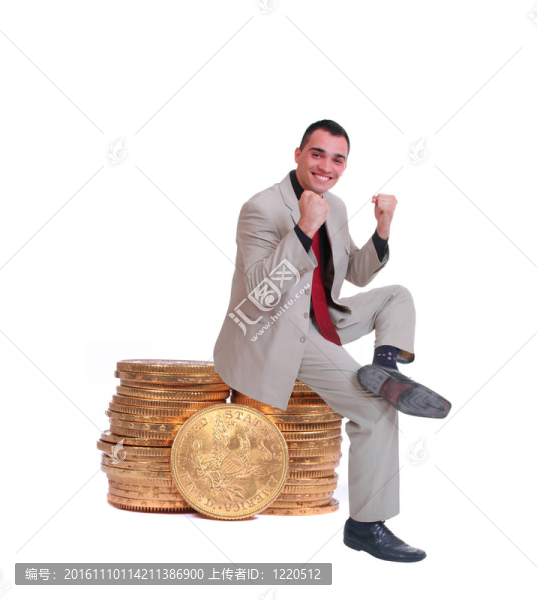 商人坐在金幣上