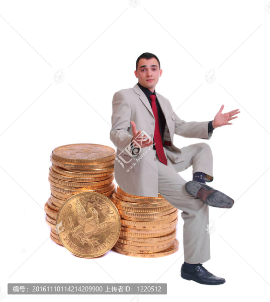 商人坐在金幣上