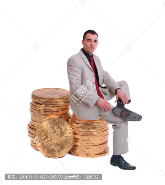 商人坐在金幣上