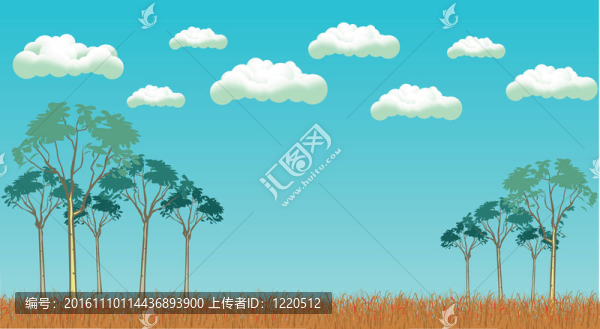 向量與樹和云的景觀