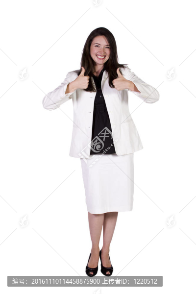 美麗的女孩給豎起大拇指