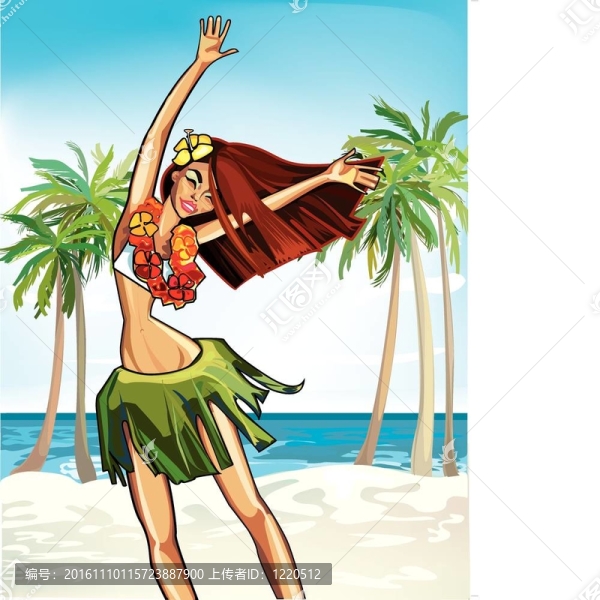 夏威夷快樂的女孩