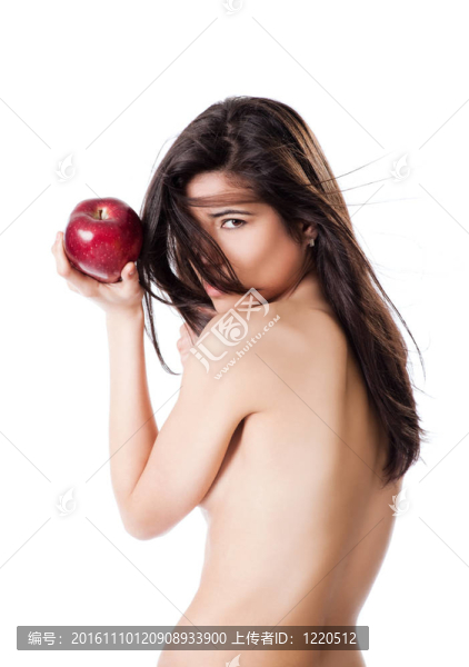 半裸的女性紅蘋(píng)果