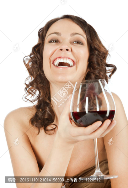 快樂女人紅葡萄酒