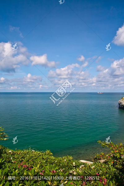 美麗的海岸與樹木和藍天在泰國