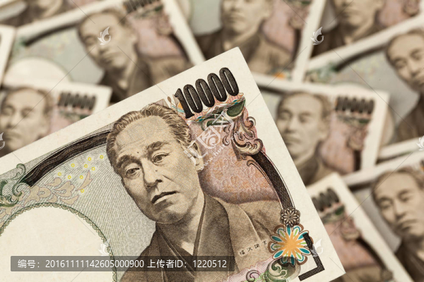 日元紙幣。日本的錢