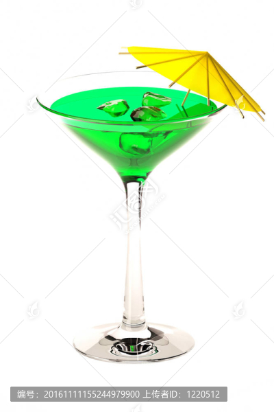 Martini,glass孤立在白色與綠色雞尾酒