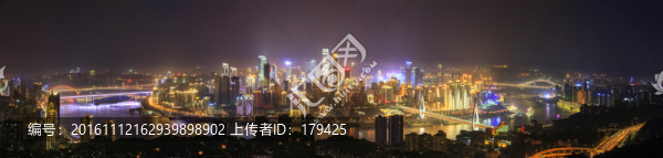 俯瞰重慶夜景渝中半島全景接片