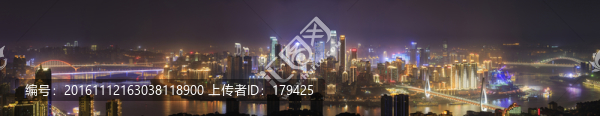 俯瞰重慶夜景渝中半島全景接片