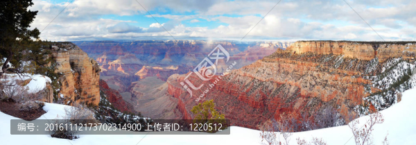 冬季大峽谷全景圖與雪