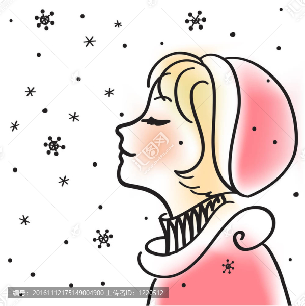 漂亮的女孩和雪