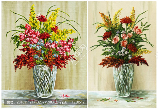 Flowers在一個(gè)水晶花瓶；集