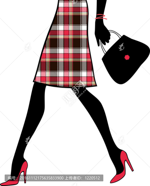 女人的性感美腿手袋。購物與商業(yè)。插畫