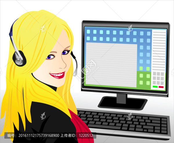 年輕漂亮女孩電話接線員