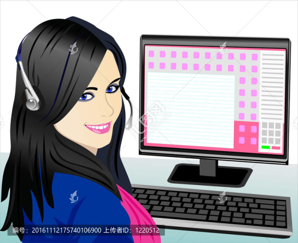年輕漂亮女孩電話接線員