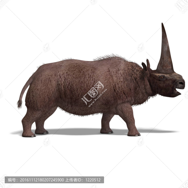 恐龍的板齒犀。3D渲染與剪輯路徑和陰影超過白色