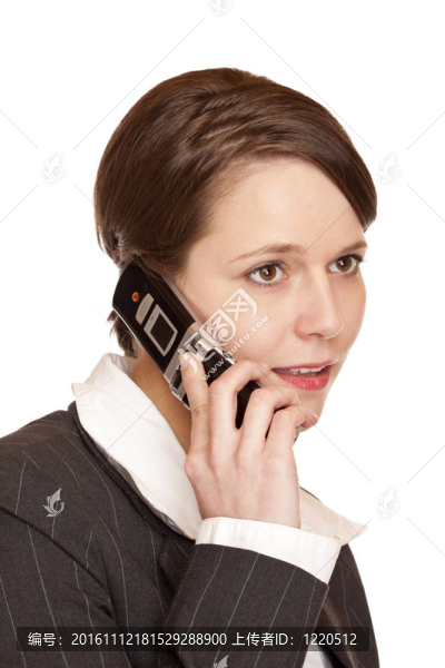 年輕漂亮的女商人在電話里交談