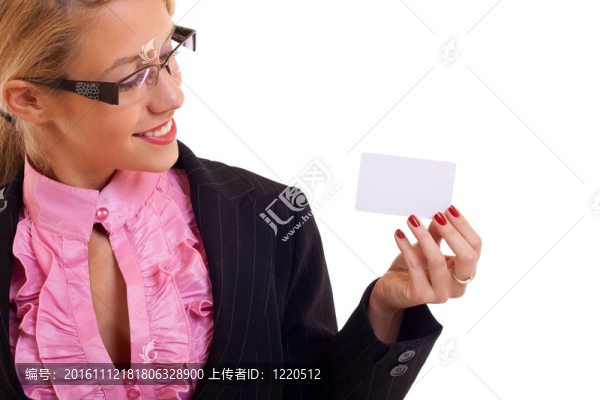 商業(yè)女性微笑展示卡