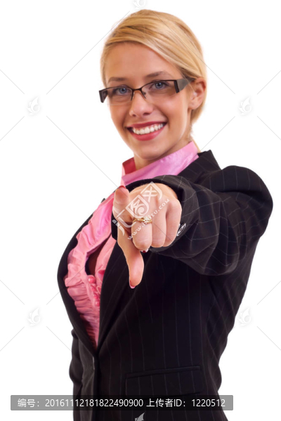 微笑的商務(wù)女人指點(diǎn)
