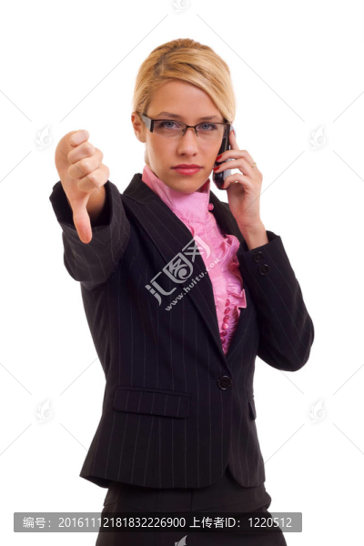 商業(yè)女性的手勢大拇指朝下