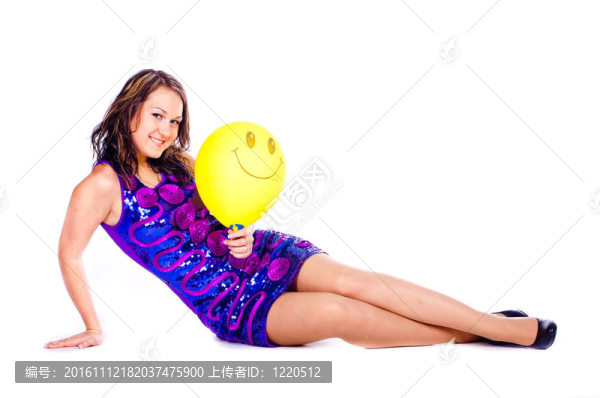 女人用氣球