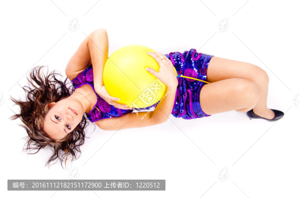 女人用氣球