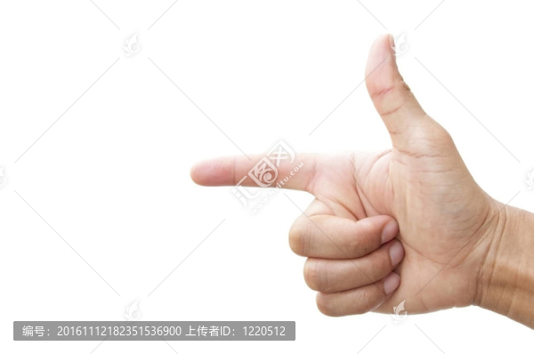 手和手指為白色隔離背景