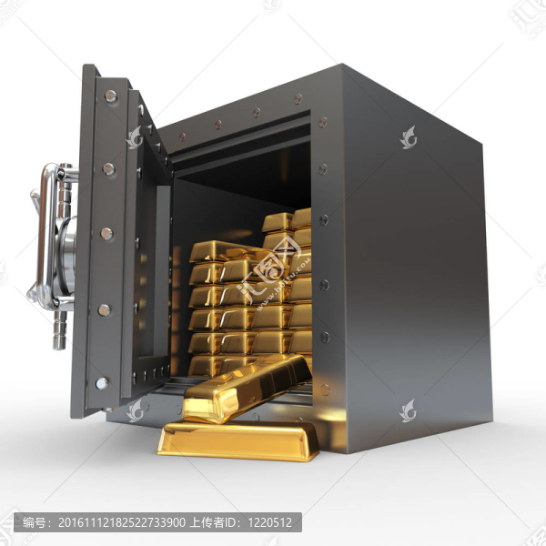 銀行金庫(kù)中的金錠堆