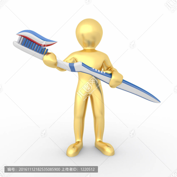 帶牙刷的男人。3d