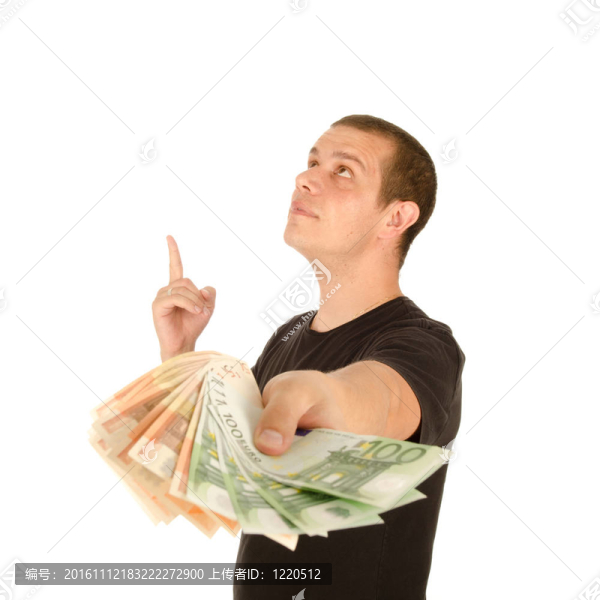 年輕人用歐元鈔票