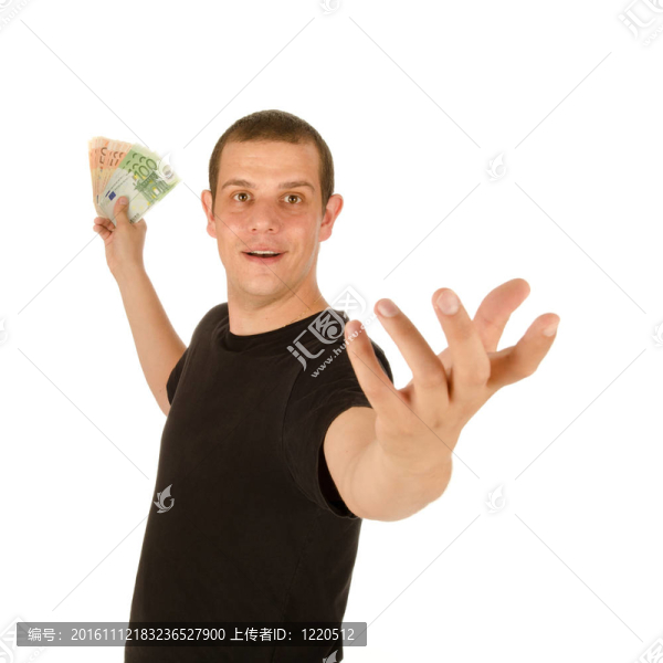 年輕人用歐元鈔票